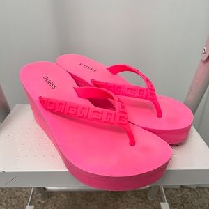 Guess-Surri Wedge Flip Flop hot pink platform